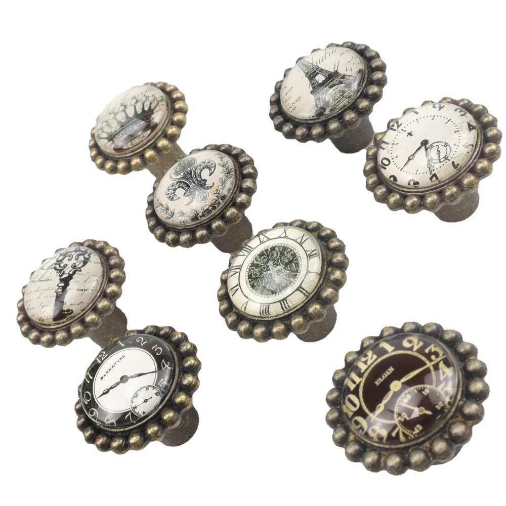 

42mm Round American Vintage Crystal Crystal Texture Handle Cupboard Pulls Colorful Drawer Knobs Cabinet Handles Furniture Handle