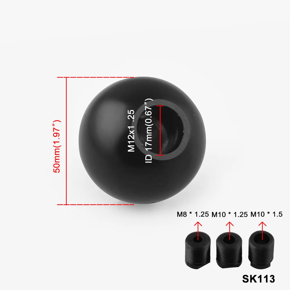 Universal Pure Black Aluminum Round Ball Nickel Round Shift Knob Lever Heavy Weighted Metal