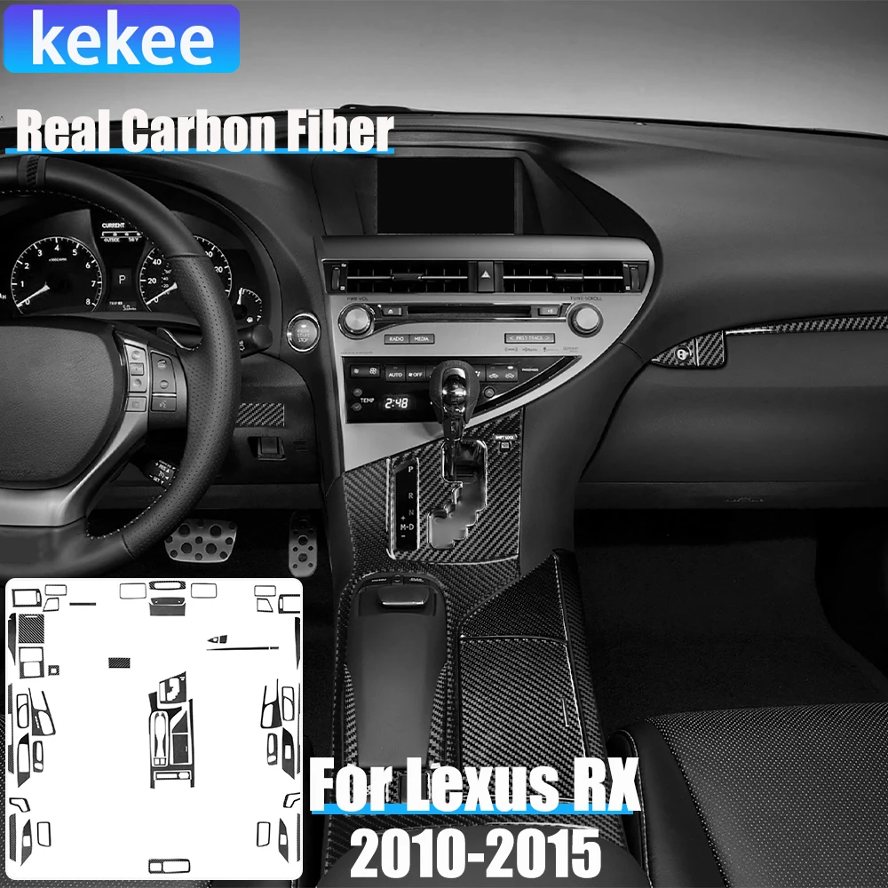 

Real Carbon Fiber Car Accessories Gear Shift Climate Set Cover Soft Sticker For Lexus RX350 RX450h 2010 2011 2012 2013 2014 2015