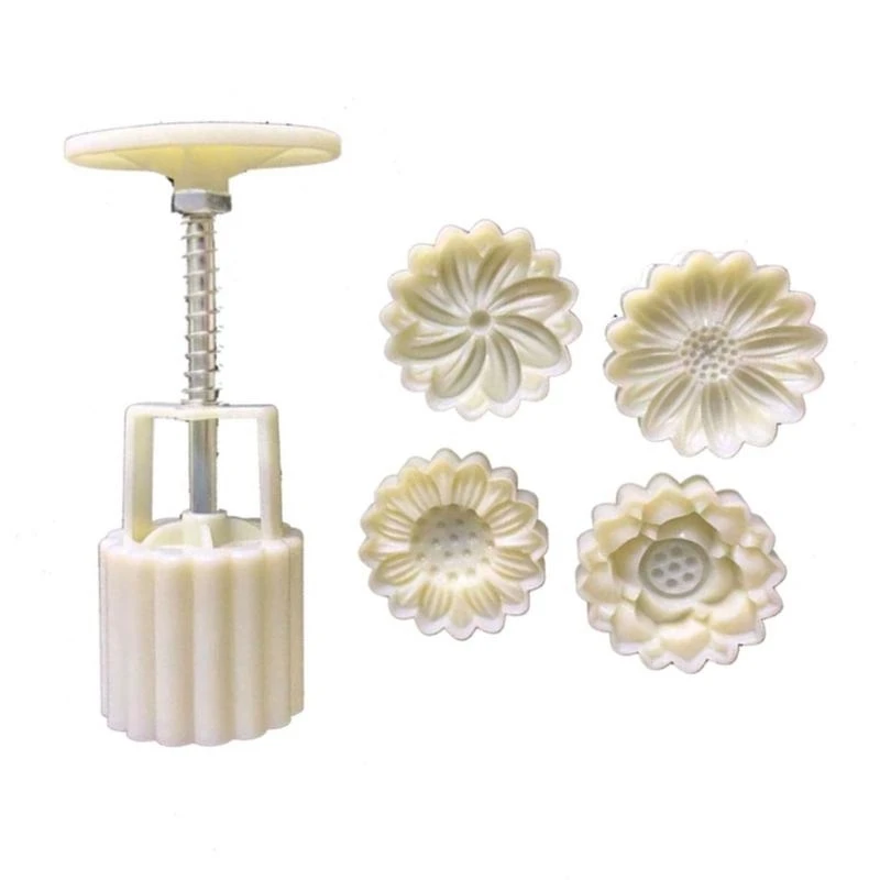 

J0MC Flower Pattern Mooncakes Press Molds Cookie Stamps Mooncakes Maker Decors Tool