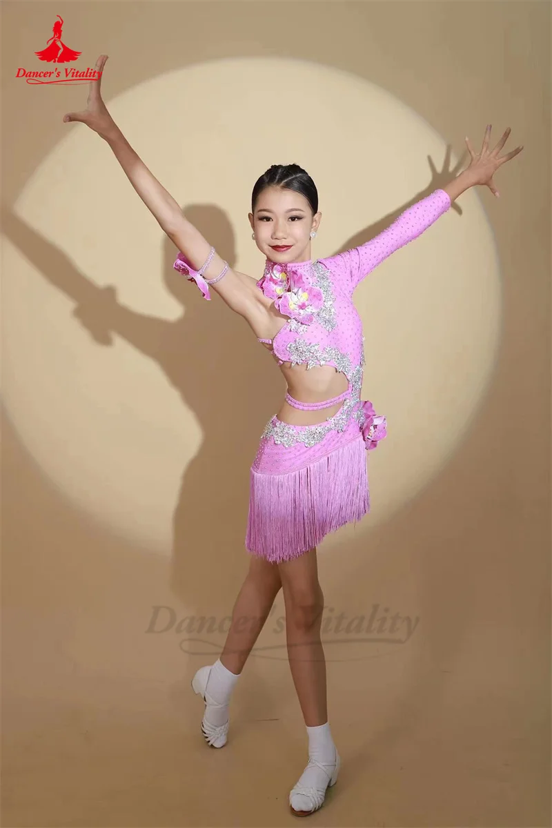 Latin Dance Dress for Women Child Custom Rumba Chacha Tango Performance Clothing Skirt Adult Children Latin Competiton Dresses