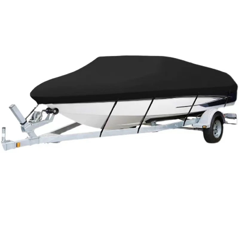 Black 210T Yacht V-shape Boat Cover Anti-UV Waterproof Outdoor Protection Heavy Duty Marine Fishing Speedboat 11-22FT