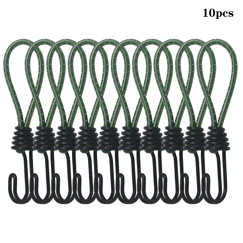 5/10Pcs Tent Elastic Rope Cord Hook Versatile Outdoor Camping Canopy Tarp Tent Fixing Cord String Carabiner Hooks Accessories