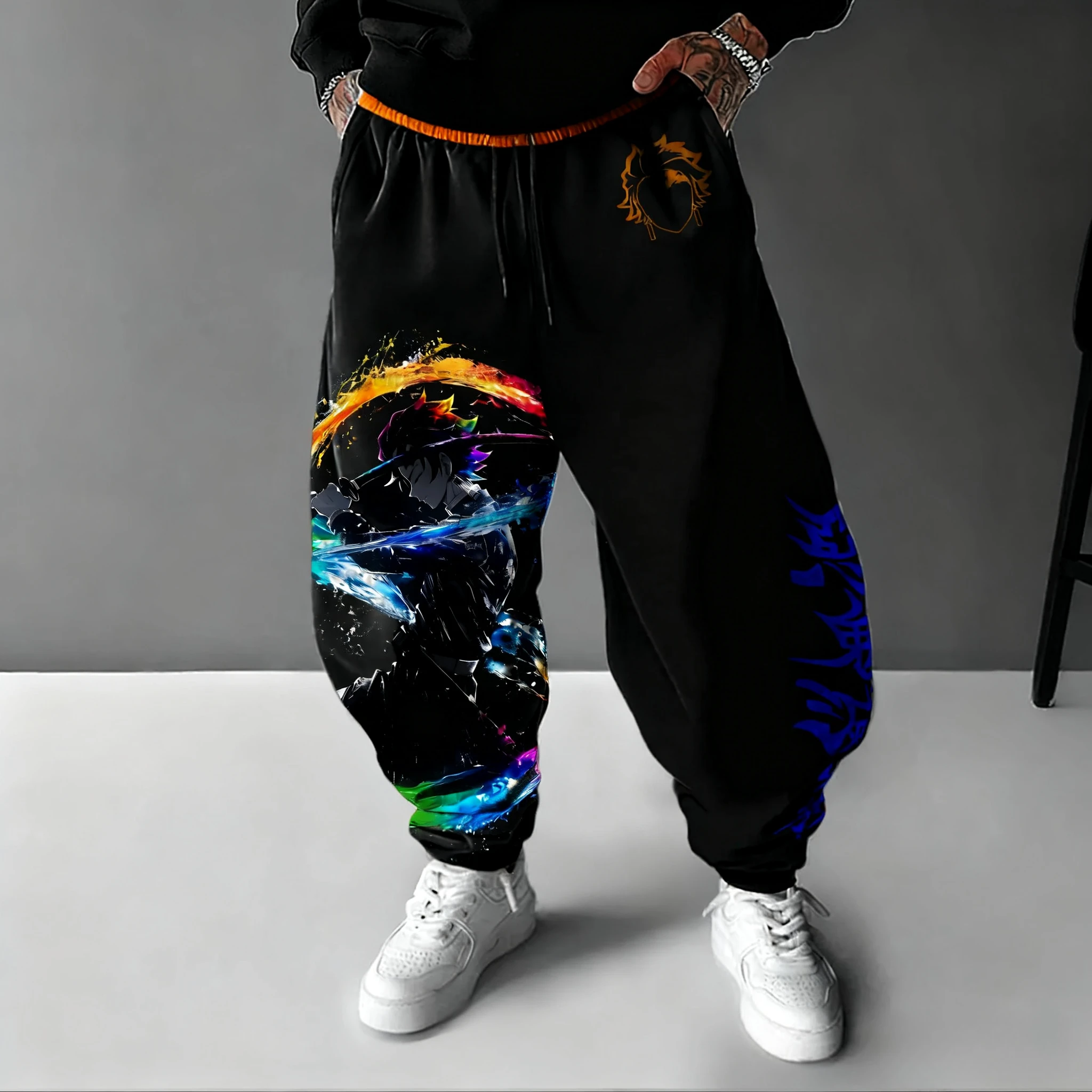 

Demon Slayer Y2K Versatile Sweatpants 2025 Men's Autumn and Winter New Tanjirou Anime Printed Harajuku Casual Loose Sports Pants