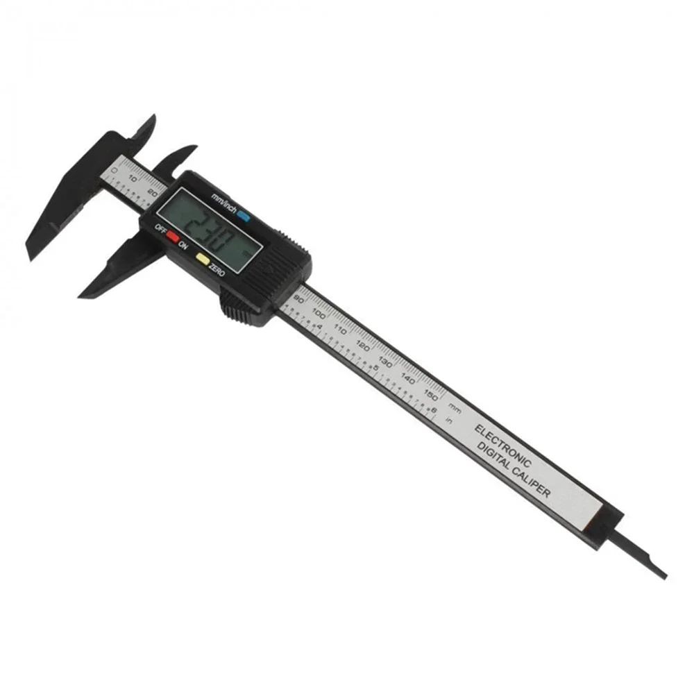 Calibrador Vernier electrónico Digital de fibra de carbono, pantalla LCD de 4 pulgadas y 6 pulgadas, Micrómetro de medición de 0-100mm / 0-150mm