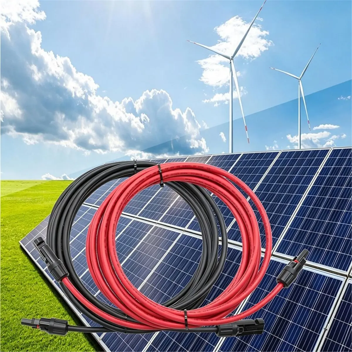 1 Pair Red and Black Double Ends Solar Extension Cable Solar Panel Extension Cable for Jakery/// 5M