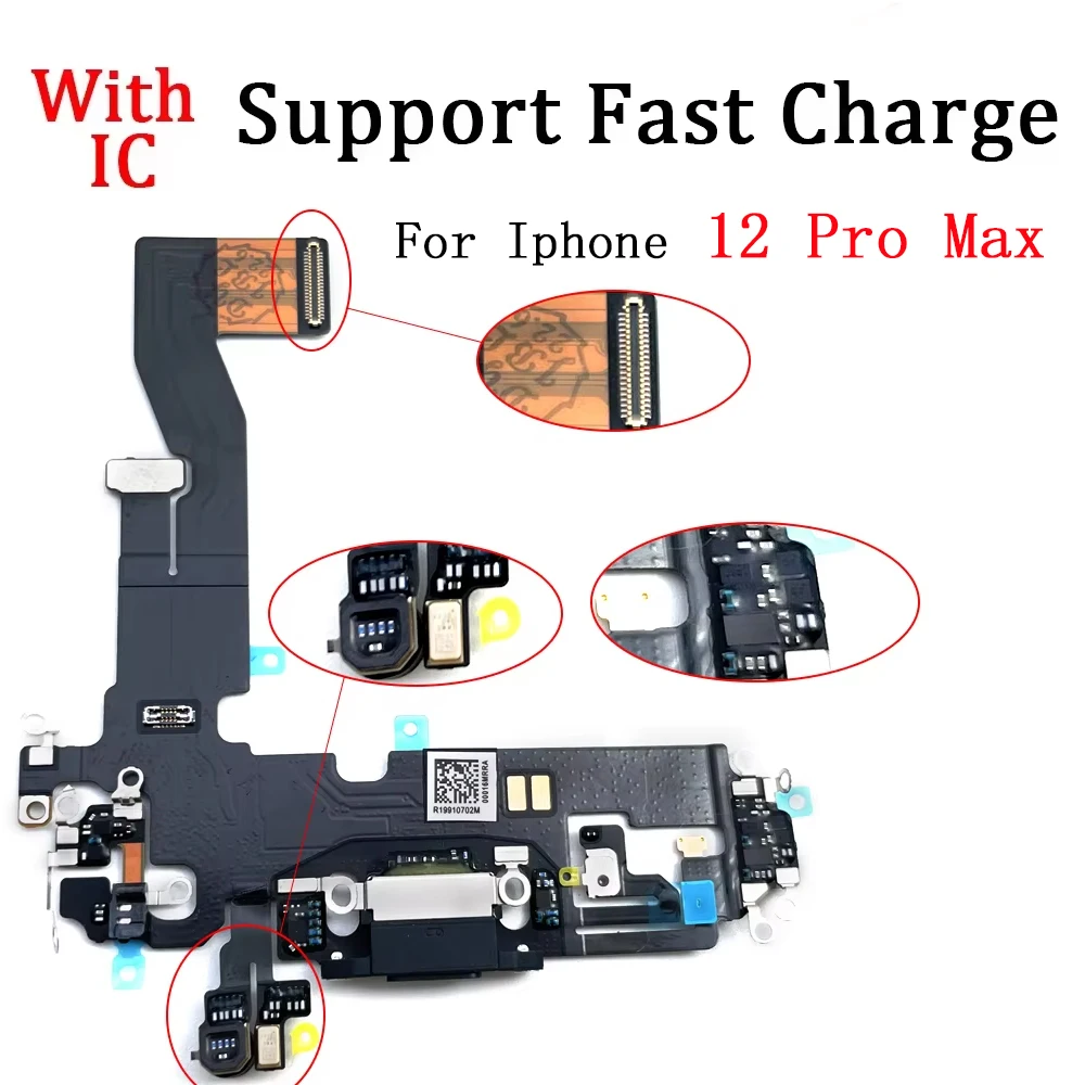 Dock-Anschluss Micro-USB-Ladegerät, Ladeanschluss, Flexkabel, Mikrofonplatine für iPhone 12 Pro Max, 12 Mini