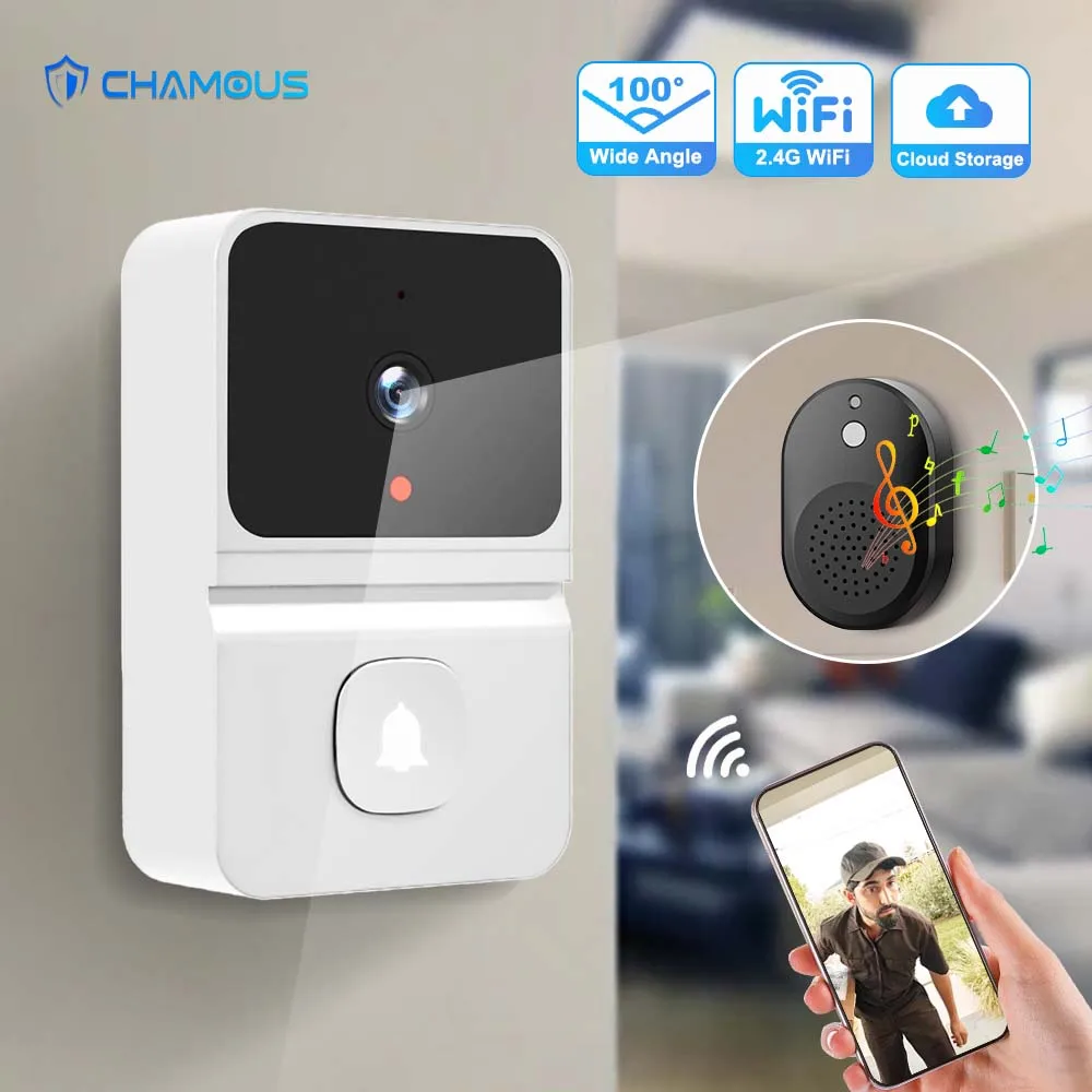 Smart Home WiFi Doorbell Camera With Chime Two Way Audio Security Protection Wireless Door Bell