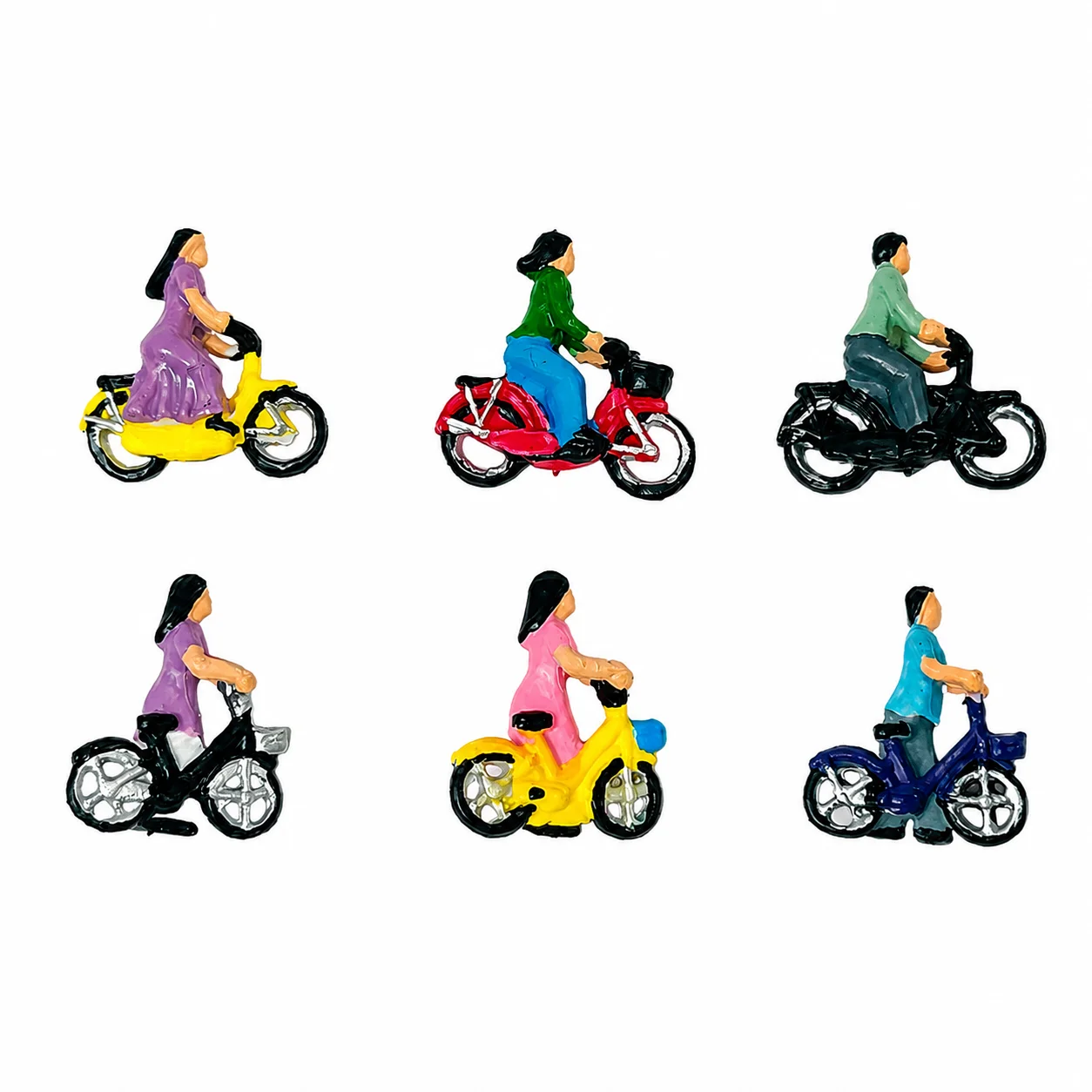 AliExpress NONE Ho Scale Cyclist Model 1:87 Unpainted/Painted Miniature Biker Rider Figure for Dioramas Collection Micro Landscape 6pcs/set