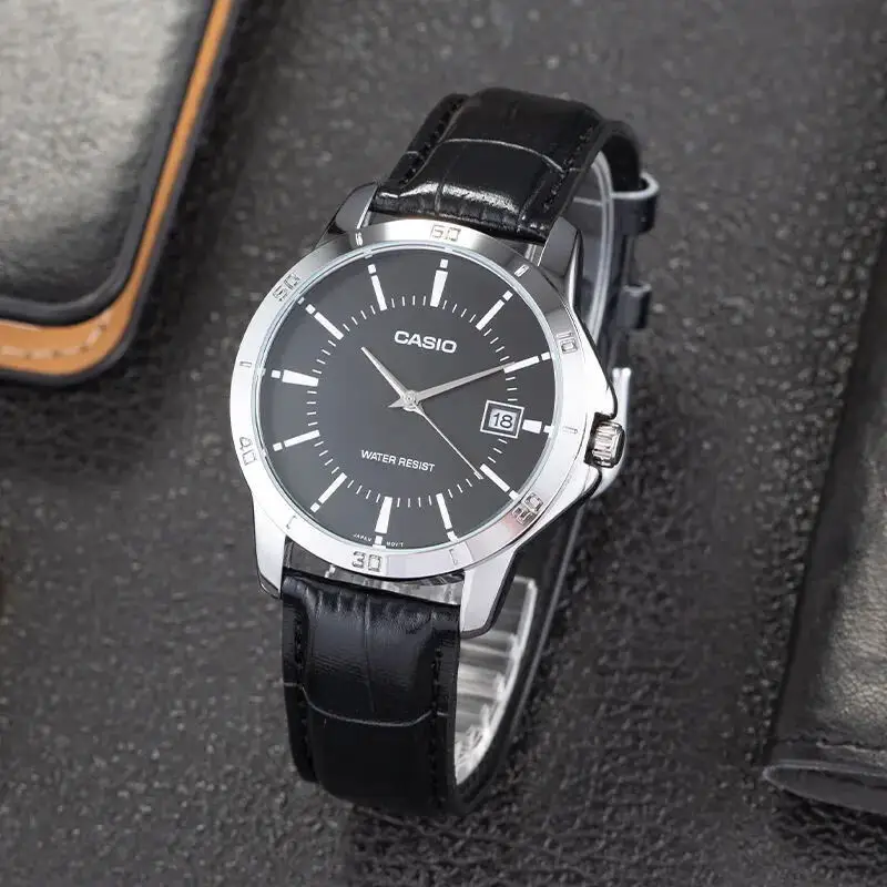 ساعة كاسيو أصلية للرجال كاجوال للأعمال، ساعة رجالية أنيقة مقاومة للماء مع ساعات كوارتز مضيئة