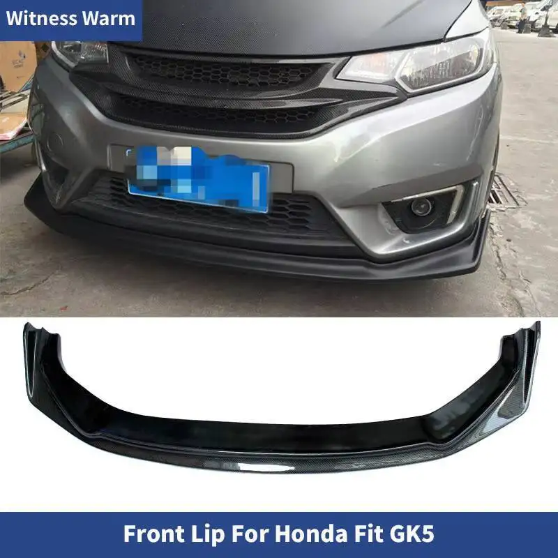 Pare-chocs avant en fibre de carbone pour Honda Fit Gk5, kit de carrosserie, séparateur, pelle avant Frp, 2014, 2015, 2016