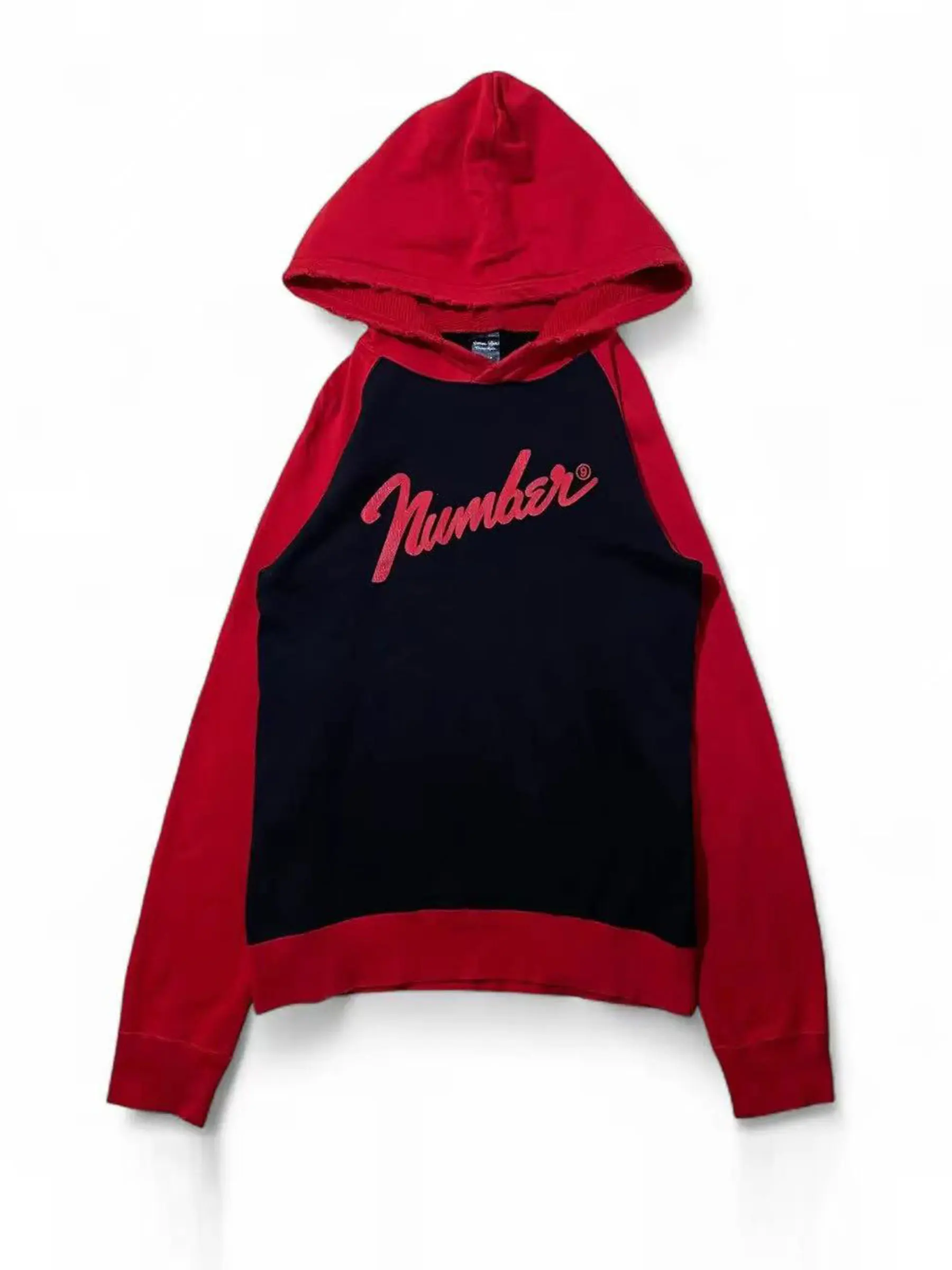 

Мужская хлопковая толстовка Numbernine High Street с эффектом потертости, уникальный дизайн, черно-красный пэчворк, дышащая, антибактериальная