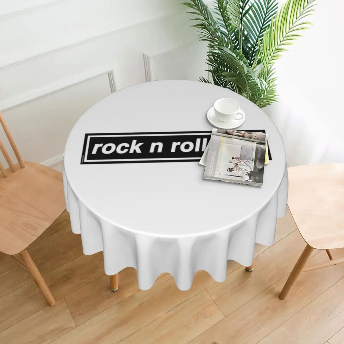 Rock N Roll Star Waterproof Round Tablecloth Oilproof Table Cloth for Kitchen Events Dining Table Cover 60 inch