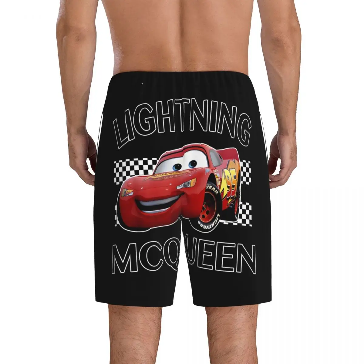 Custom Cartoon Cars Lightning Mcqueen Pyjama Short Heren Nachtkleding Lounge Onderkant Stretch Korte Pjs Met Zakken