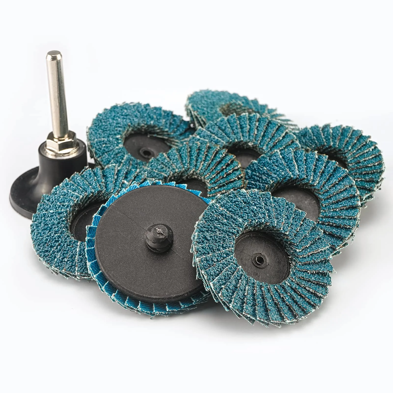 30Pc 2 Inch Quick Change Roll Lock Flap Disc 50mm Roll Lock Sanding Zirconia Grinding Flap Disc, with 1/4 inch Shank Holder