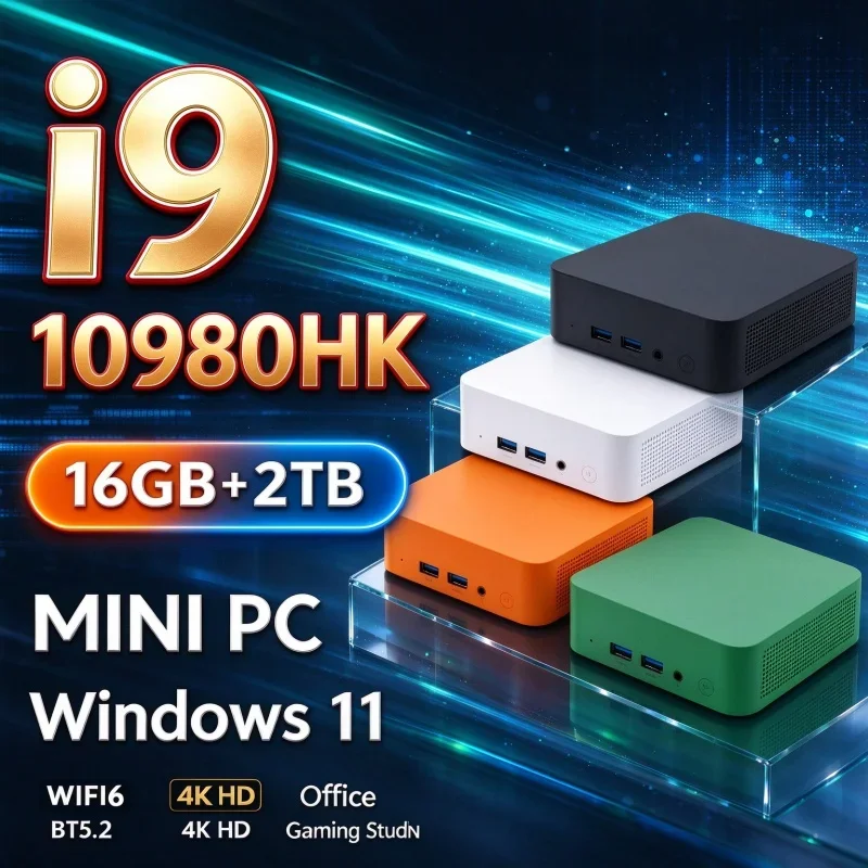 Intel Core I9-10980HK Mini Gaming Desktop Computer Windows11 16GB RAM Optional 1TB/2TB SSD WiFi6 BT5.2 4K HTPC Office Mini PC