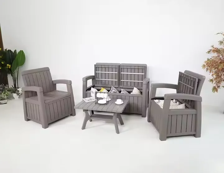 

184L/49 Gal Outdoor Garden Patio Backyard Plastic love Seat Armrest Bench with Storage Box Multi-functional Bench