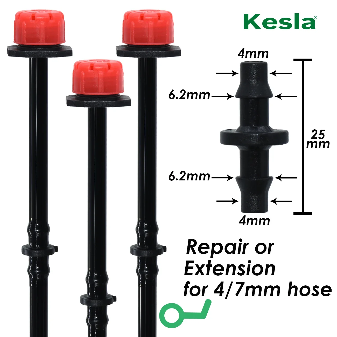 KESLA 20-100pcs 1/4\'\' Barbed Coupling for  4/7mm Hose Tubing Micro Flow Drip Irrigation Watering Straight Connectors Fittings