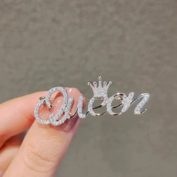 Dress Brooch Queen Letter Brooch Women King Love Rhinestones Crystal English Alphabet Metal Pins Cute Jewelry Accessories Gift