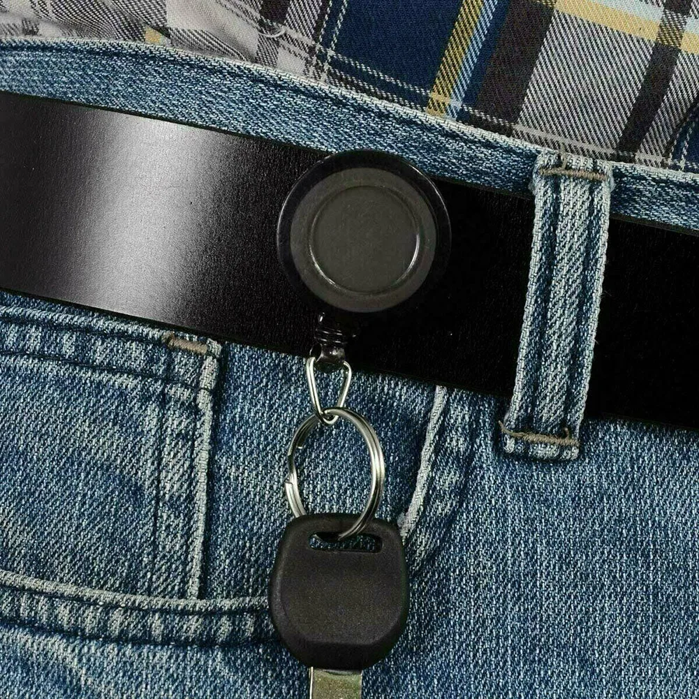 

5Pcs Retractable ID Card Holder with Reel, Badge Puller Keychain with Neck Lanyard, Hands-Free Access Card Reel for Work, School