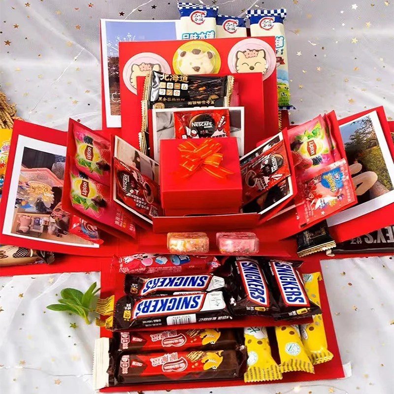 Explosion Box DIY Explosion Surprise Gift Box Assembled Handmade snack Box for Birthday Gift Anniversary Valentines Day Wedding