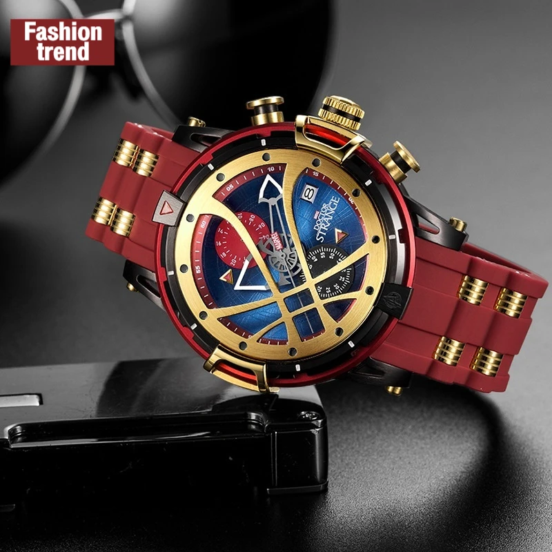 Iron Man Mechanical Multi-Functional Watch Men Waterproof Quartz Watch Trend Casual Multi-Functional Men Watch Holiday Gift