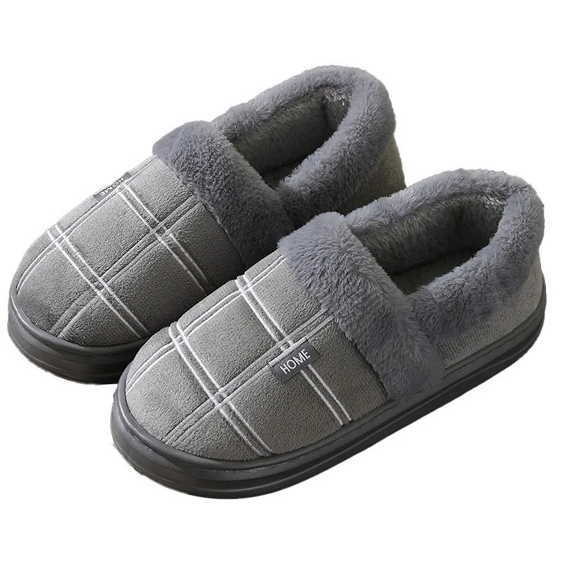 جديد حجم كبير 50 51 الرجال نعال من القطن شتاء دافئ نعال قماش المنزل سميكة وحيد الشرائح عدم الانزلاق مريحة الذكور أحذية دافئة