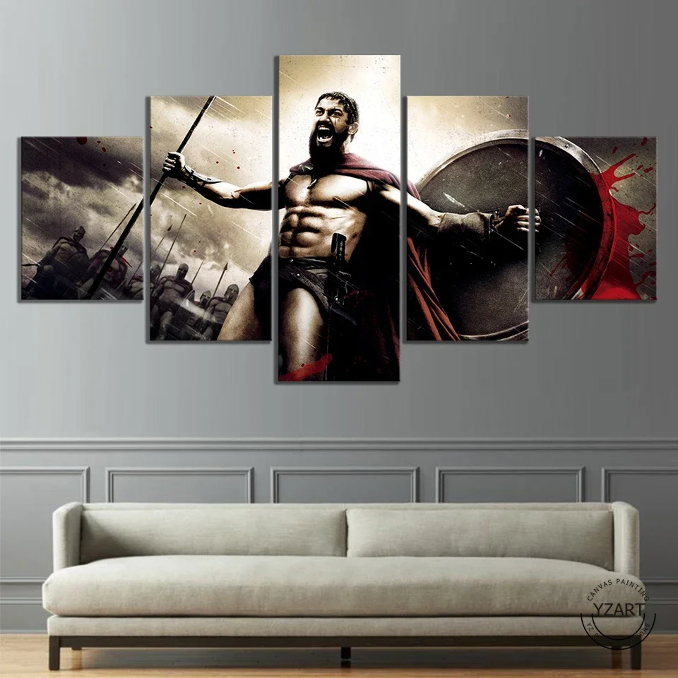 No Framed Canvas 5Pcs Sparta 300 Warriors Leonidas picture  No Yaiba Wall Art Posters Pictures Home Decor Paintings Decorations