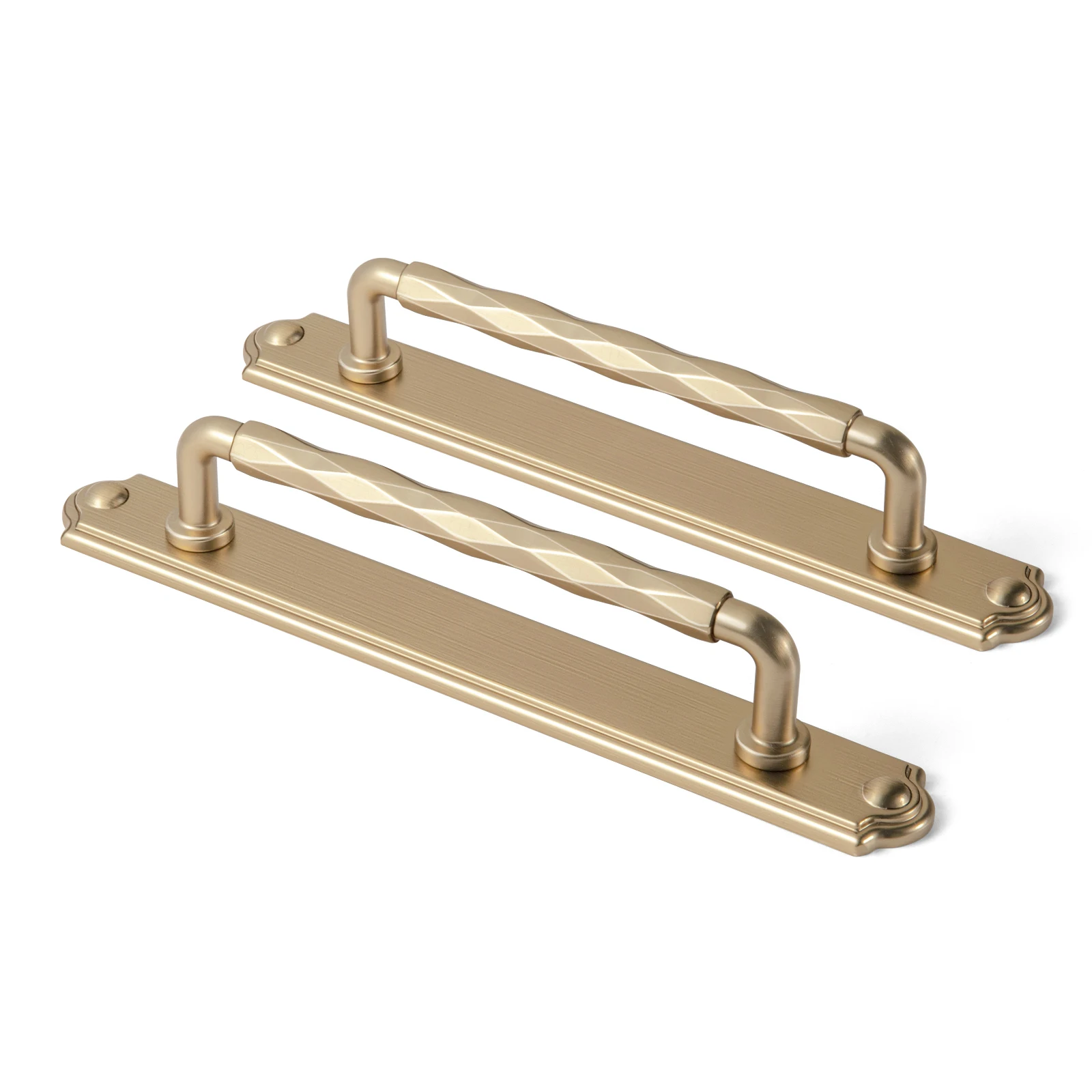 Goo-Ki 5 Inch(128mm) Antique Brass Cabinet Pull Handles with Ribbed Edge Backplate, 2 Packed Zinc Alloy Hardware for Kitchen Cabinets, Drawers, Dressers & Furniture