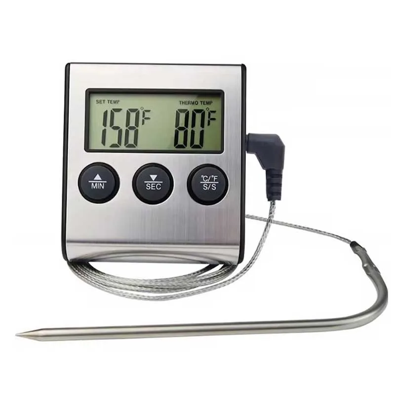 Kitchen Digital Cooking Thermometer Meat Food Temperature for Oven BBQ Grill Timer Function with Probe Heat Meter for Cooking