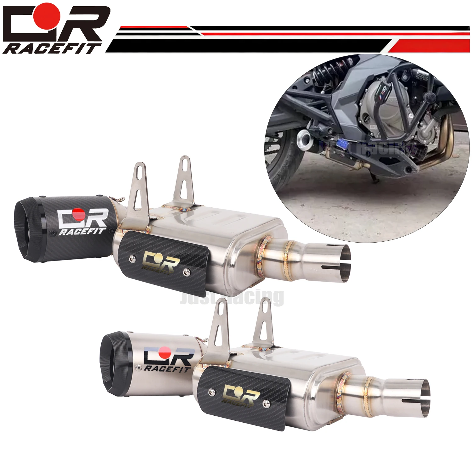 51MM Motorcycle Exhaust Mid link Carbon Muffler Pipe For CF-Moto 400 NK 650 NK 700 MT Slip On