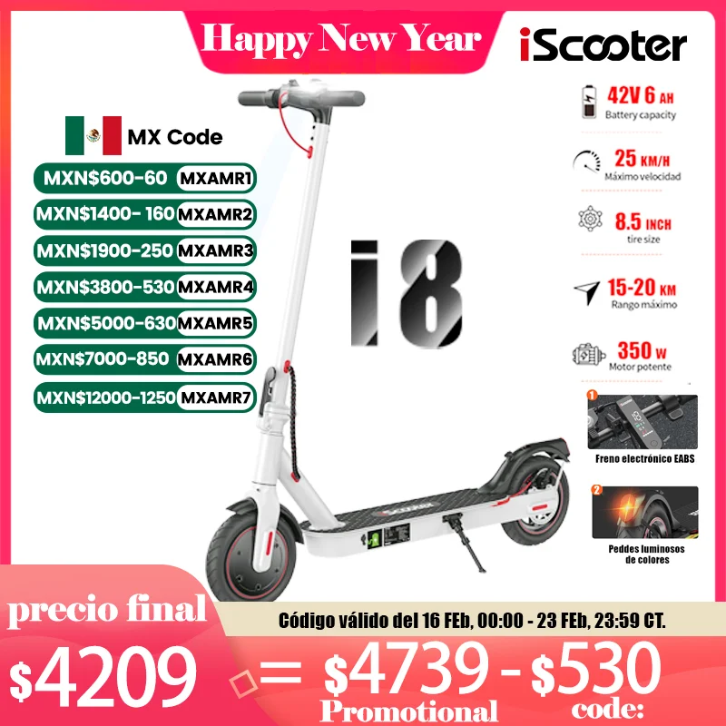 IScooter i8 350W double motor electric Scooter powerful 8,5 inch off-road tire 6AH high battery 25 KM/H folding Scooter