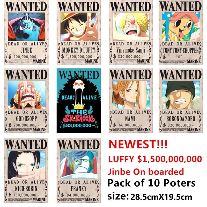 Póster de Anime OP con sombrero de paja, póster de piratas, Luffy, Ace, Jinbe, Nami, Chopper, Robin, Zoro, Sanji, Usopp, Franky, juguete adhesivo