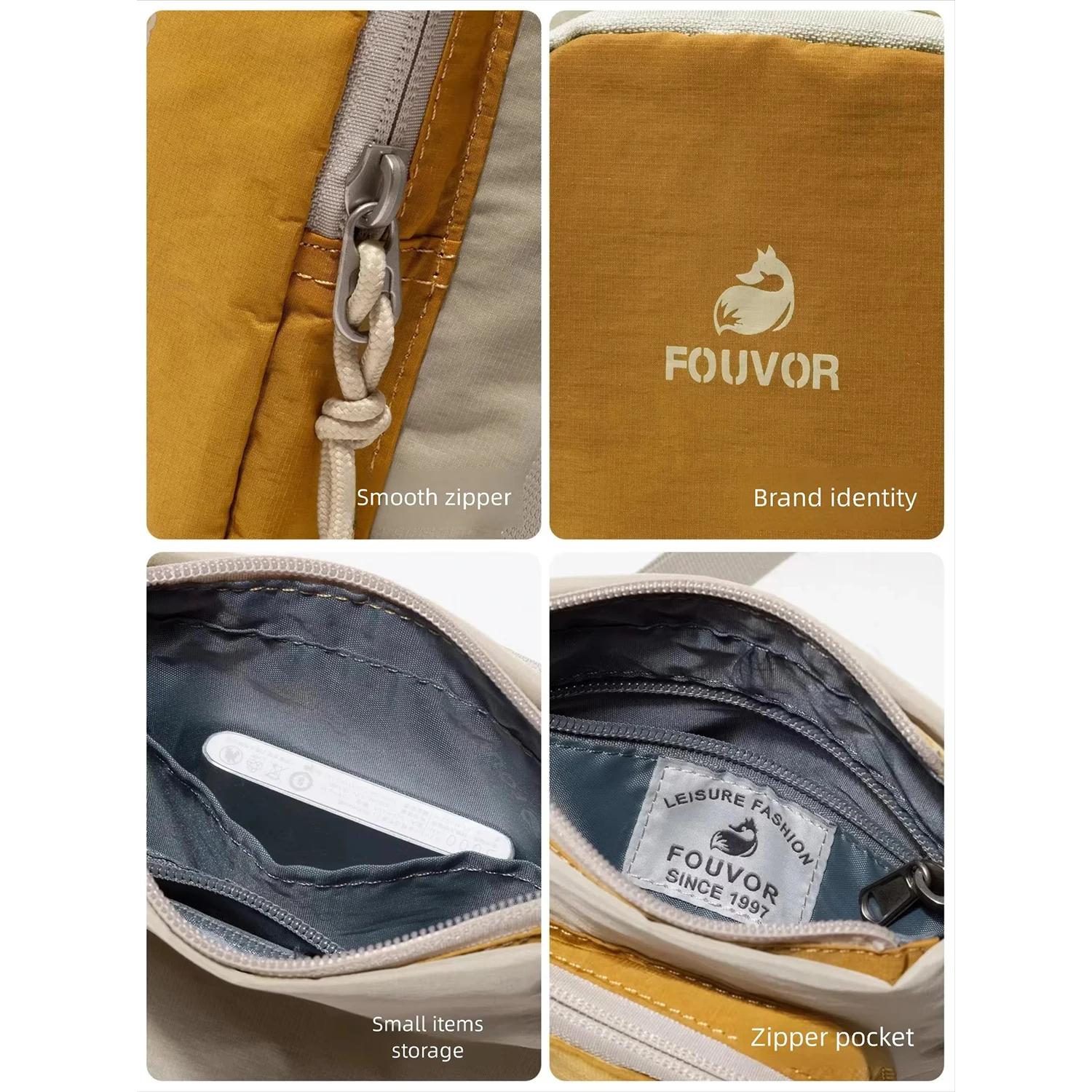 FOUVOR Women Nylon Canvas Vertical Phone Crossbody Bag 2026 Trend Lightweight Waterproof Versatile Small Travel Purse 3068-18