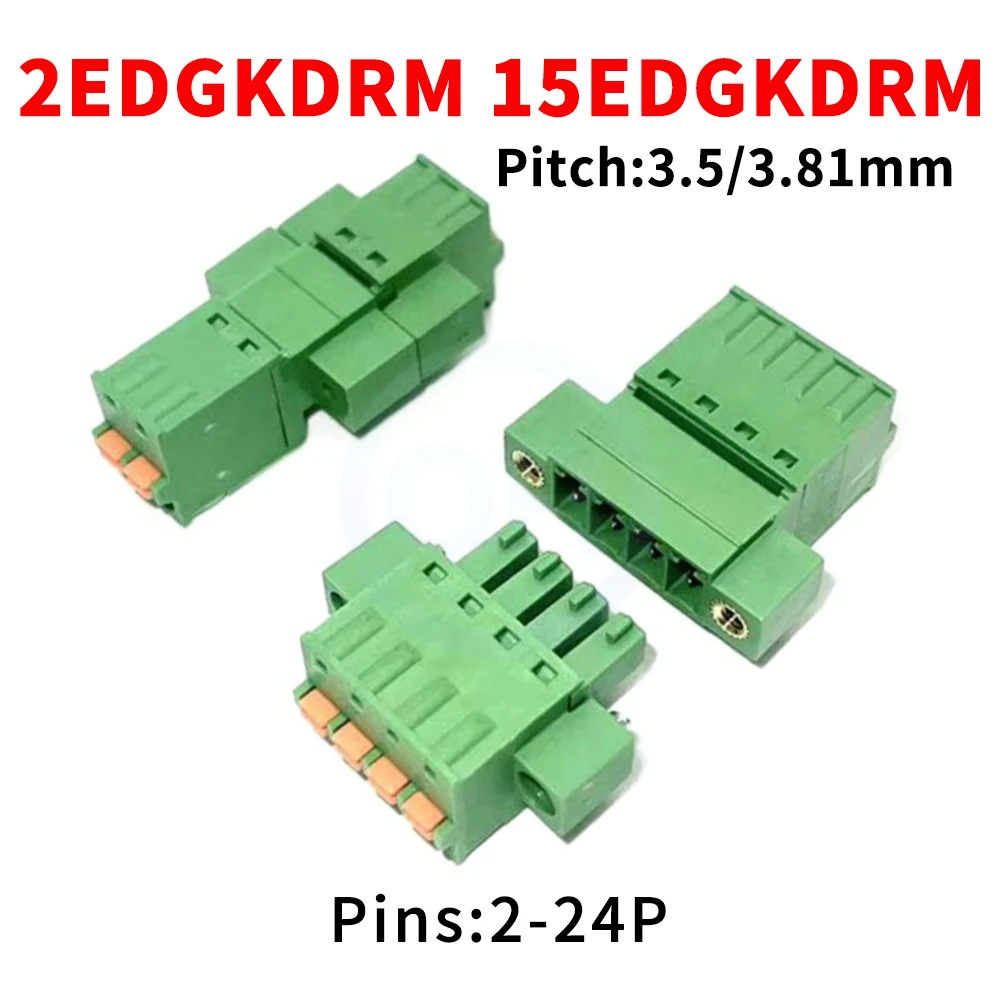 (10 set) KF 2EDGKDRM 2EDGKDPM 3.5MM 3.81MM Solderless Butt Screwless Plug-in with Ears 15EDGKDPM Wiring Terminals Set 2-24Pin