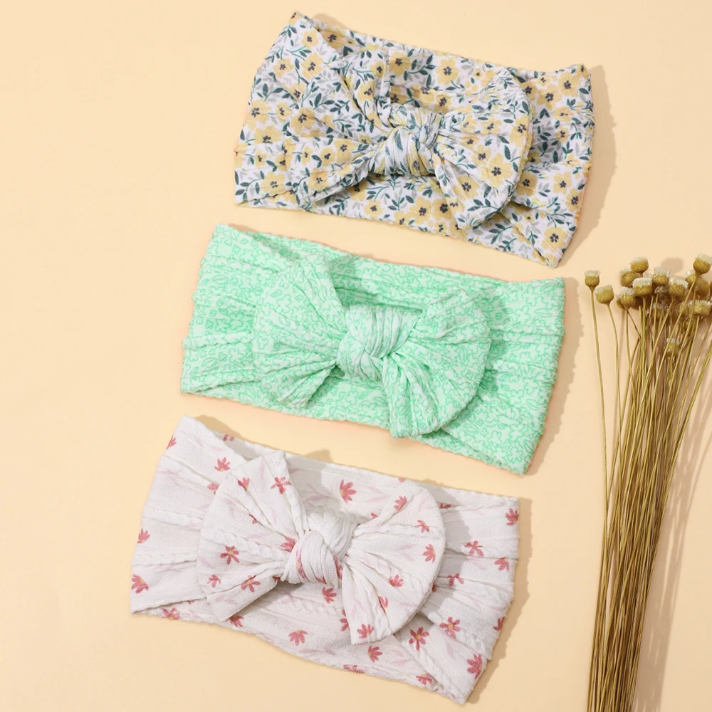 20ชิ้น/ล็อตผ้าโพกหัวผ้าไนลอนสำหรับเด็กแรกเกิดผ้าคาดหัวถักไนลอนที่คาดผมสำหรับเด็กหญิงปาร์ตี้ที่คาดผมที่ Sablon Bunga