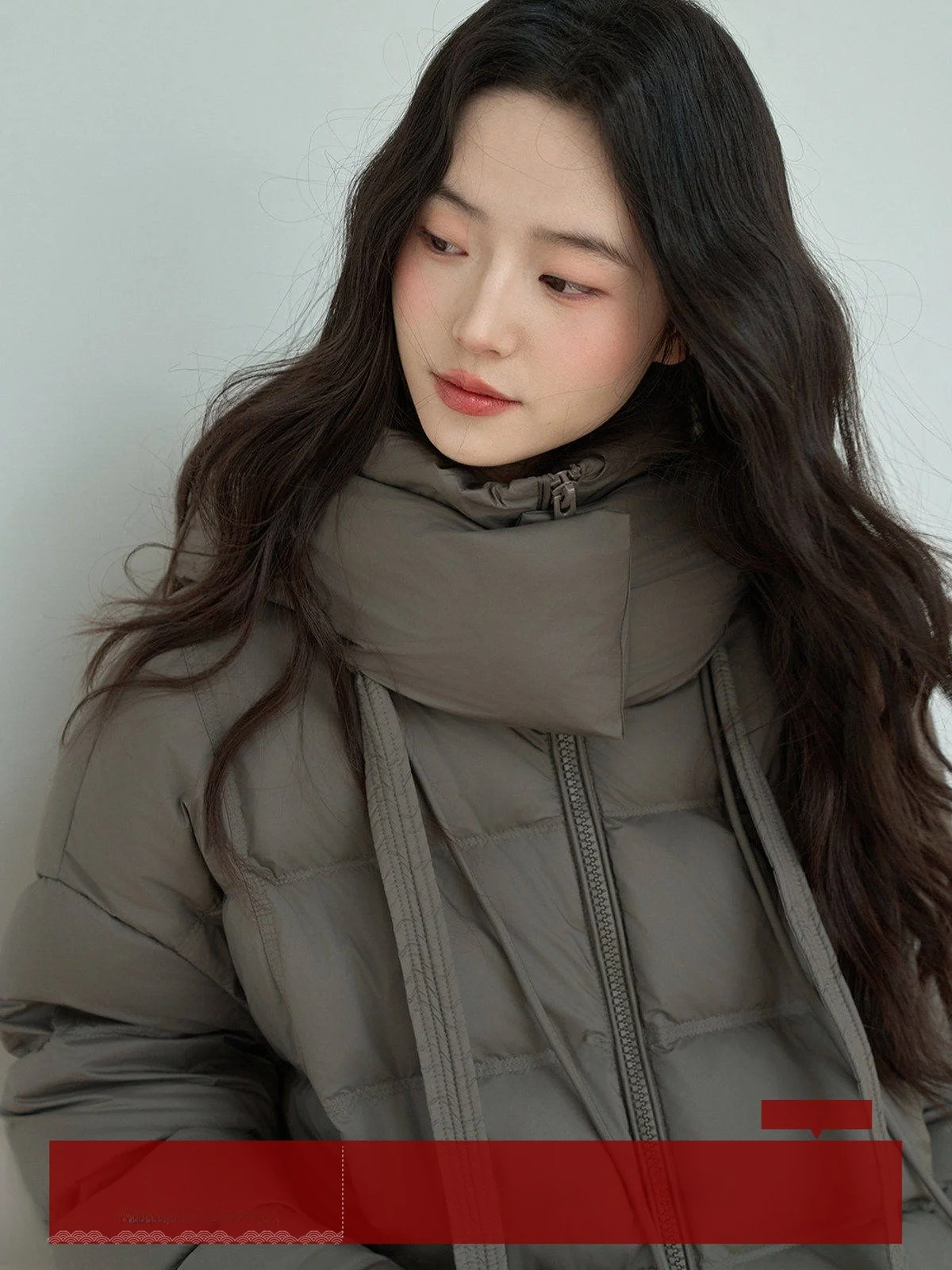 

MoZao Thiened White Du down Hooded Jaet Women's Winter Loose Lazy Sle Mid-Length Coat Warm Fluffy Original Color Collar