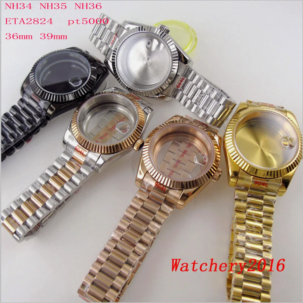 36mm 39mm Gold/Silver/Black Watch Case 200m Waterproof Fit NH34 NH35 NH36 ETA2824 PT5000 Automatic Movement For Seiko Mod Parts