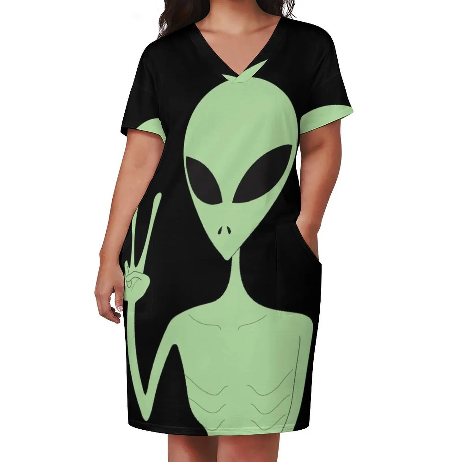 Peace Alien Loose Pocket Dress women's fashion dresses women evening dress womens dress