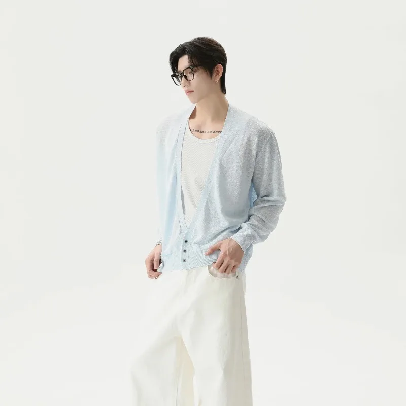 قميص بولو محبوك بأكمام طويلة للرجال فضفاض ملابس خارجية شتوية غير رسمية نمط كسول سترة رجالية عصرية للخريف والشتاء #4