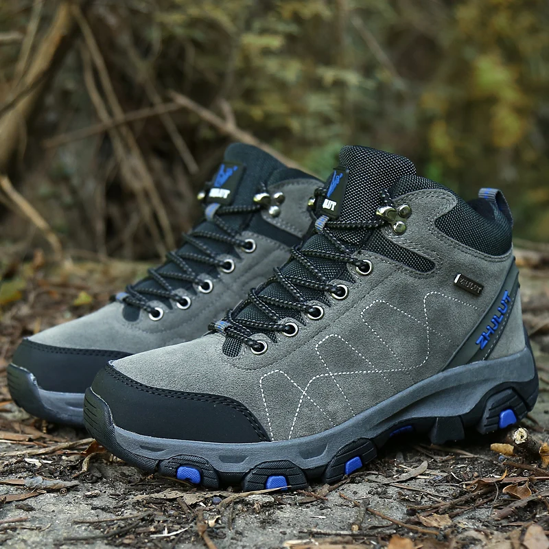 Botas de nieve para hombre, zapatillas de deporte cálidas y cómodas de felpa para senderismo al aire libre, resistentes al desgaste, deportes de montaña, zapatos de Trekking de gran tamaño para hombre