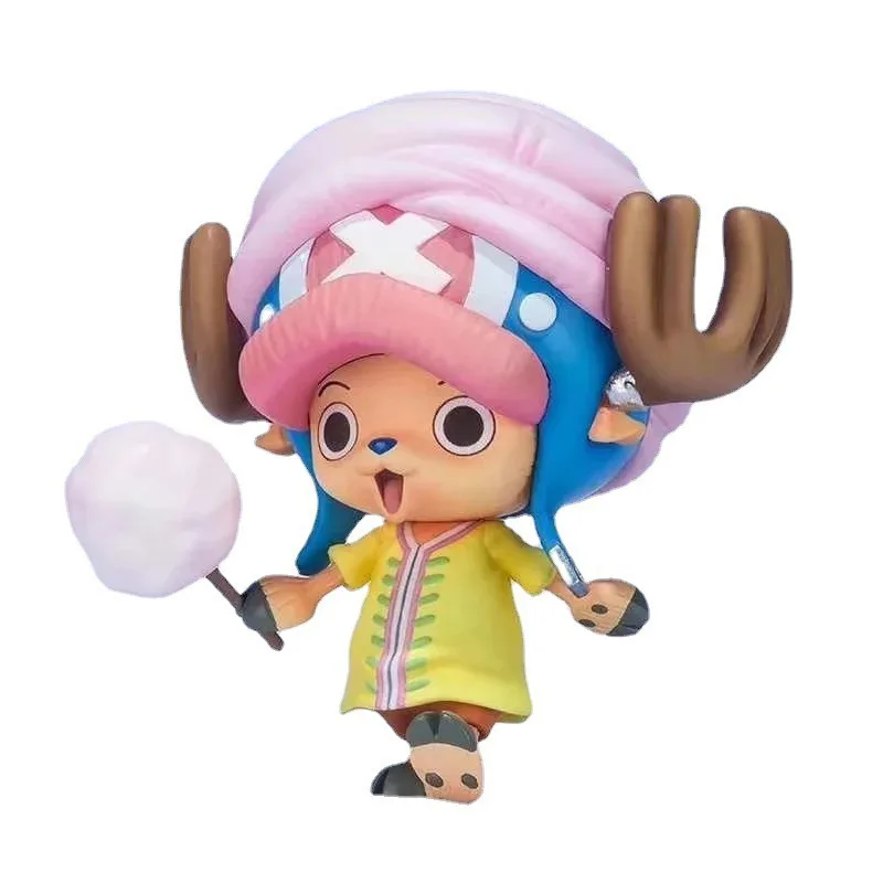 One Piece Kawaii Cotton Candy Cake Ilha Figura de Ação, Tony Tony Tony Chopper, Modelo Anime, Enfeites em PVC, Coleção Figura, Presentes de Brinquedo, 7cm