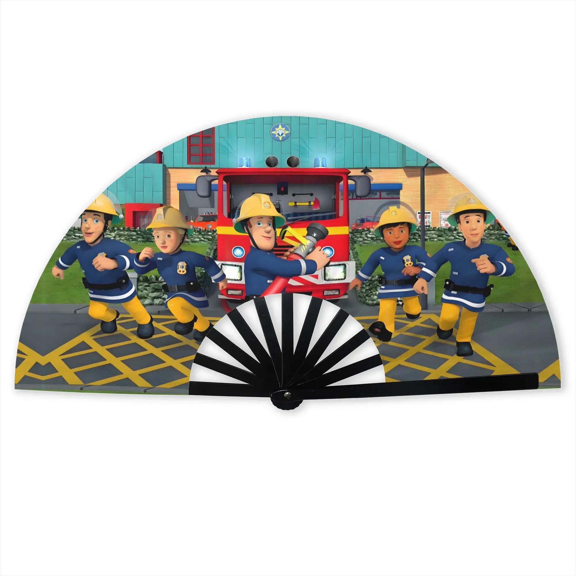 Cartoon Fireman  Stylish Hand Fan Unisex Sam Team Printed Polyester Fan  Aesthetic For Wedding Party Gift