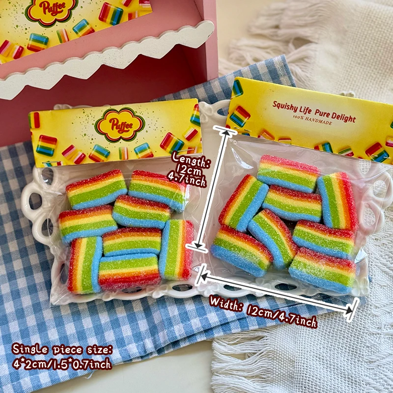 Rainbow Sour Strip Squishy Toy, Food-Grade Silicone, Soft Slow Rebound, Birthday Party New year Gift