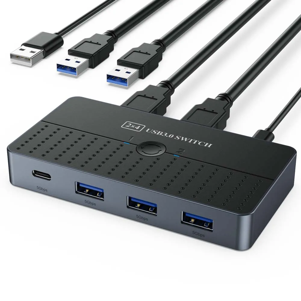 USB 3.0-schakelaar 7 poorten Type C HUB-controller Verleng kabel delen 2 computer 1 muis Toetsenbord Printer USB-schijf Type C 5V voeding