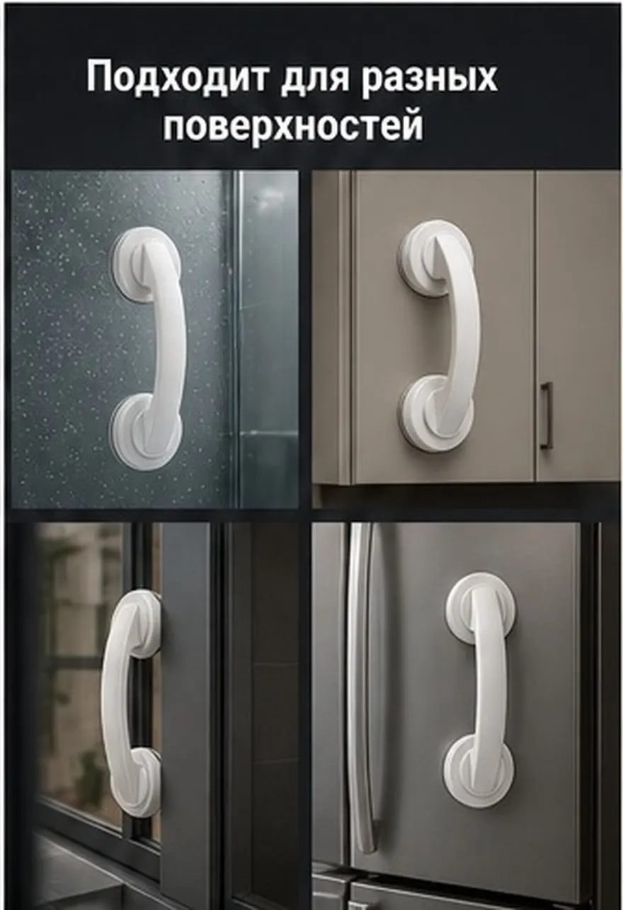 Suction Cup Door Handle for Bathroom Shower Glass Sliding Doors Fridge Cabinets Easy Install No Drill Strong Hold Support Pull