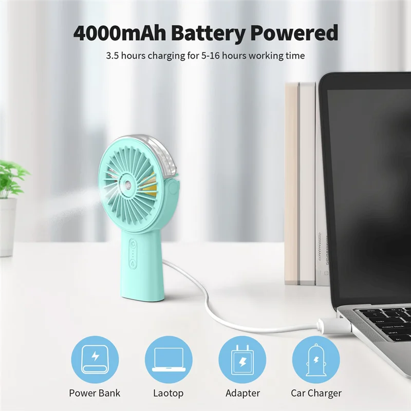 AB15-Ventola per nebulizzazione Ventola per nebulizzazione manuale da 4000 mAh 90 ° Piccolo ventilatore senhor regolabile per viaggi a casa all'aperto spiaggia A