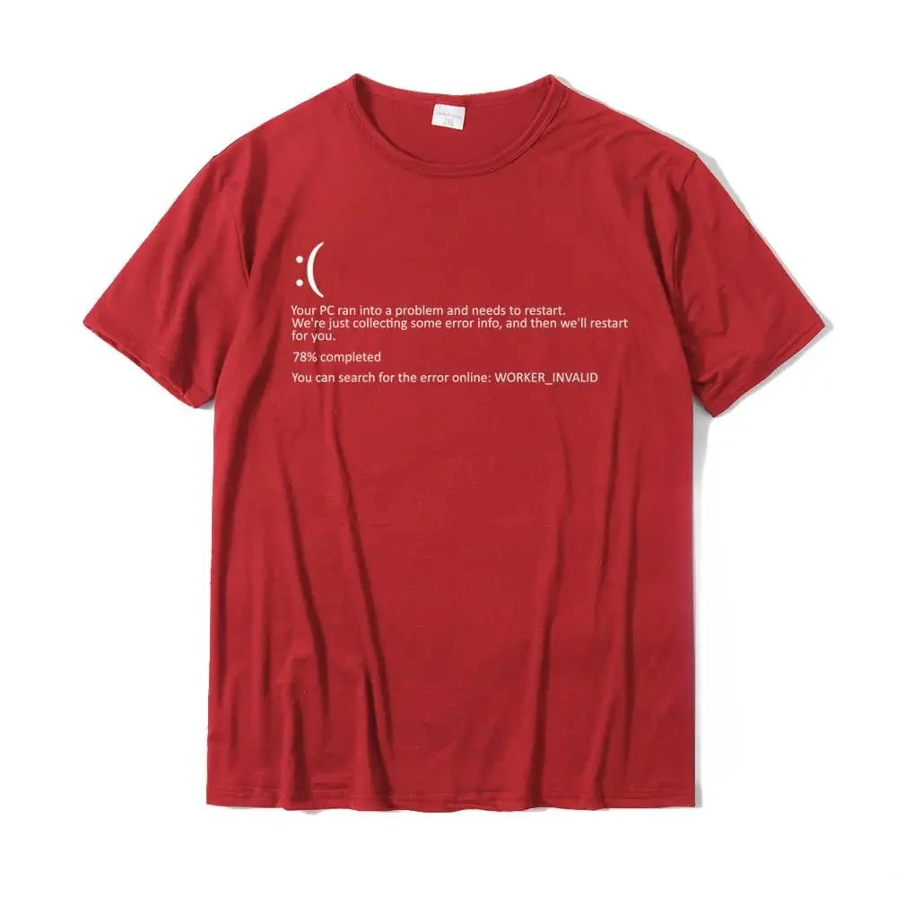 مضحك الأزرق شاشة الموت BSOD تحطم الطالب الذي يذاكر كثيرا زي الكمبيوتر تي شيرت كامل Camisa جديد القادمة الرجال تي شيرت Camisa