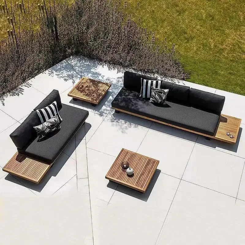 Outdoor sofa, courtyard villa garden teak sofa