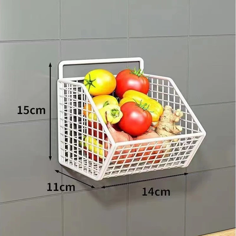 Wall Mounted Kitchen Storage Basket Durable Wire Storage Rack for Vegetables and Fruits Suitable for Home Organization